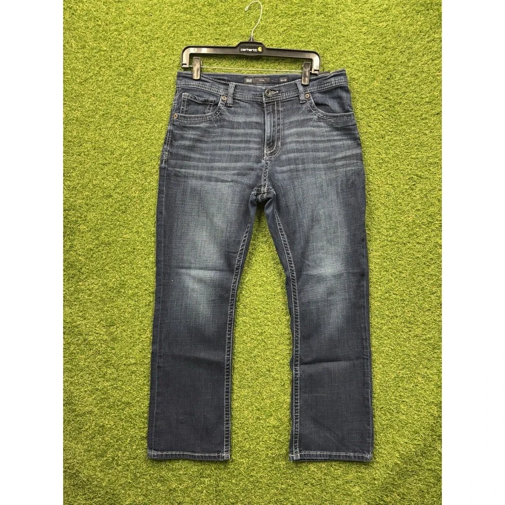 BKE Jeans Mens 34x30 Tyler Straight Dark Wash Buckle Stretch Denim Y2K Workwear